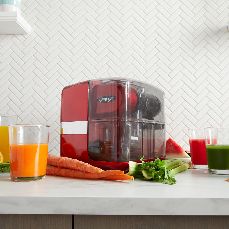Omega Cold Press 365 Masticating Slow Juicer with On-Board Storage, Red