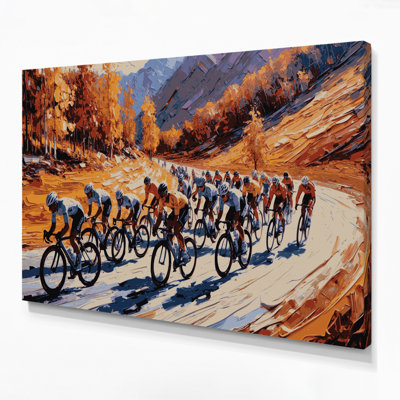 Sports Cycling Brown Canvas Wall Art