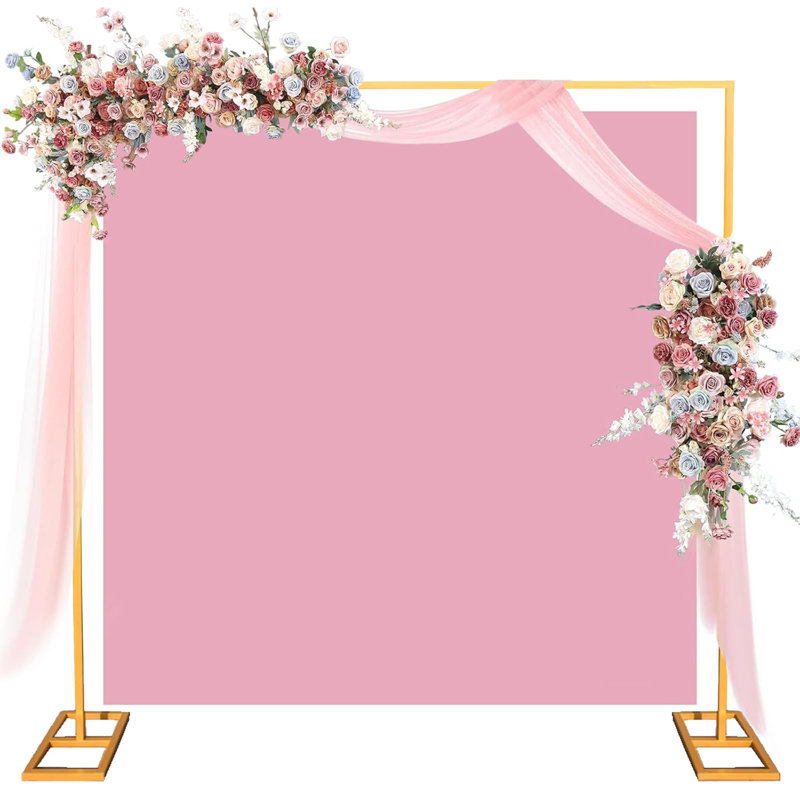 Support en toile de fond ajustable en métal doré 8,2 pi avec base lestée pour anniversaire de mariage et décoration d'événement