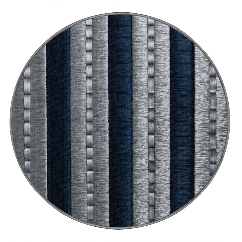 Machine Washable Checkered Grey Area Rug, Round 4'