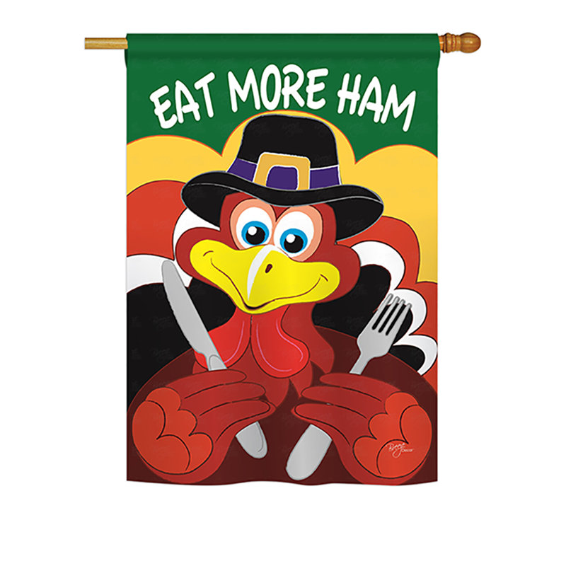 Drapeau de maison en polyester Lucin Eat More, H 40 po x l 28 po