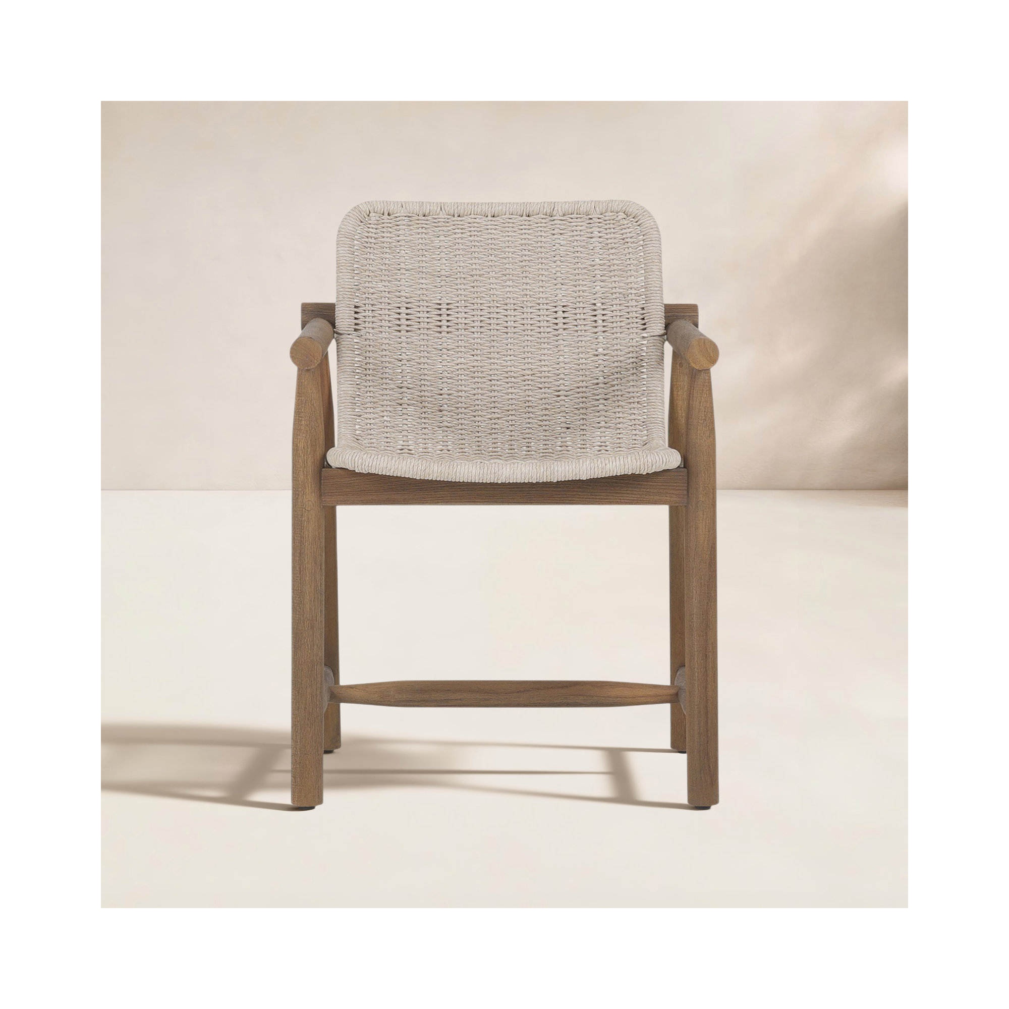 Dume Outdoor Dining Armchair, White/Brown