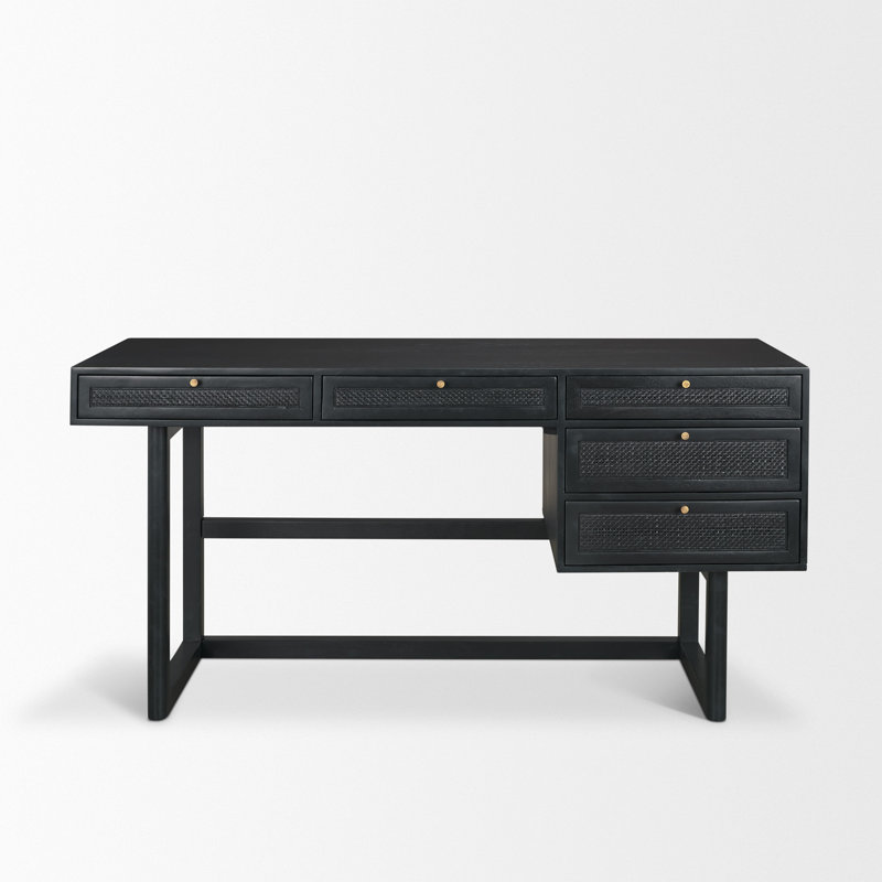 Solid Wood Writing Desk, Black