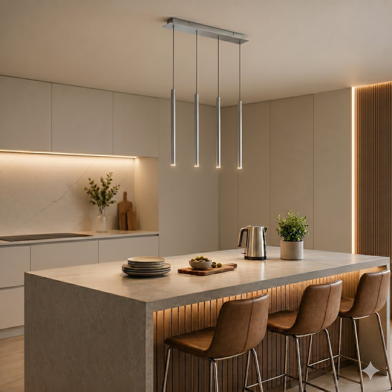 Baileyton 6 - Light Kitchen Island Pendant, Nickel