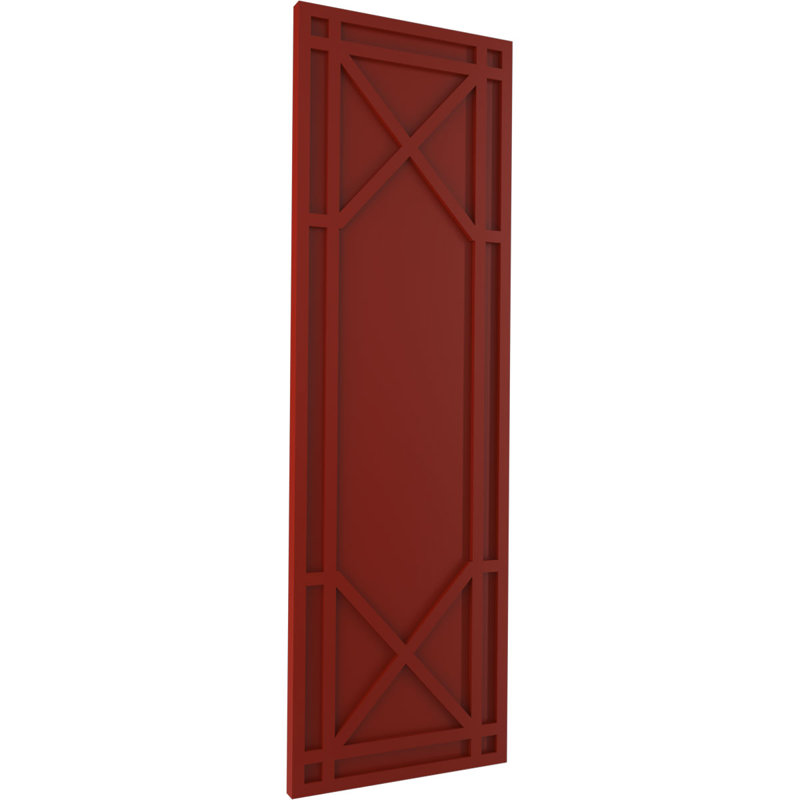 True Fit PVC Bungalow Fixed Mount Shutters, Pepper Red, 64", 15"