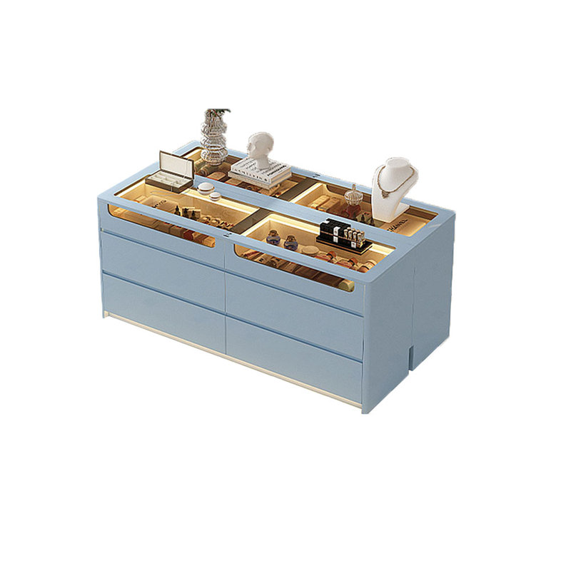 Simple Checkroom Jewelry Display Island C abinet, Blue