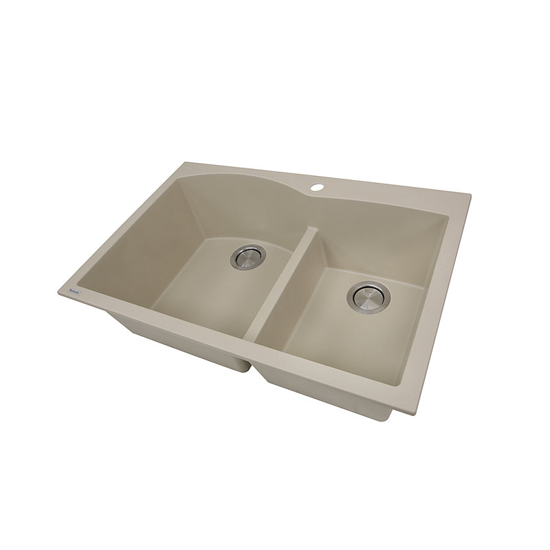 Plymouth 33'' L Double Basin Kitchen Sink, Sand
