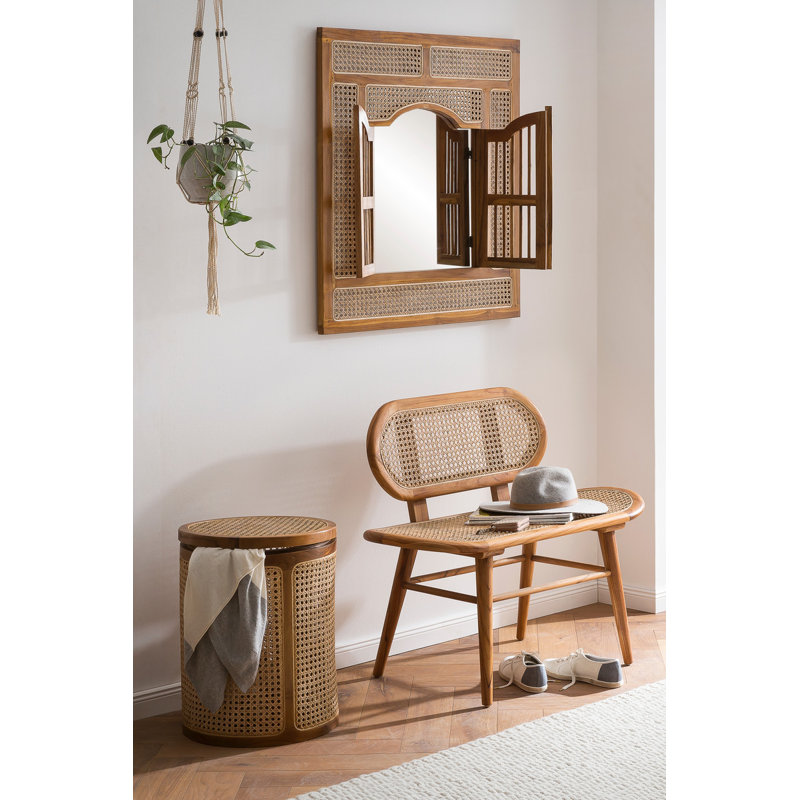 Alfeu Solid Wood Rectangle Wall Mirror