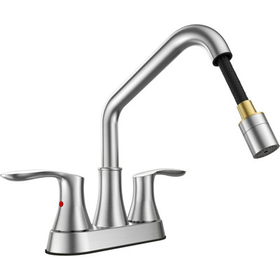 Robinet de lavabo utilitaire, robinet de lavabo avec douchette extractible, robinet extractible à deux poignées, robinets de lavabo et de buanderie à entraxe central de 4 pouces
