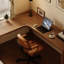 Bureau en bois massif en forme de L brun noisette-200638662-200638656