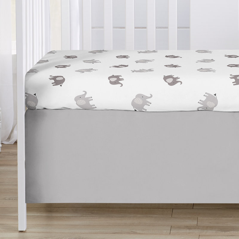 Boho Elephants Grey And White 3 - Piece Crib Bedding Set