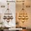 Lustre suspendu marocain à 6 lumières en verre mosaïque, 50 cm de large, idéal pour salle à manger, salon ou hall d'entrée.