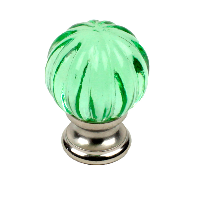 Poignée ronde Tahoe de 1 1/4 po de diamètre peinte à la main, Nickel satiné / aigue-marine
