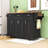 Rolling Kitchen Island Cart with Rubber Wood Drop Leaf, Storage Cabients and Soft Close Drawers-355986167