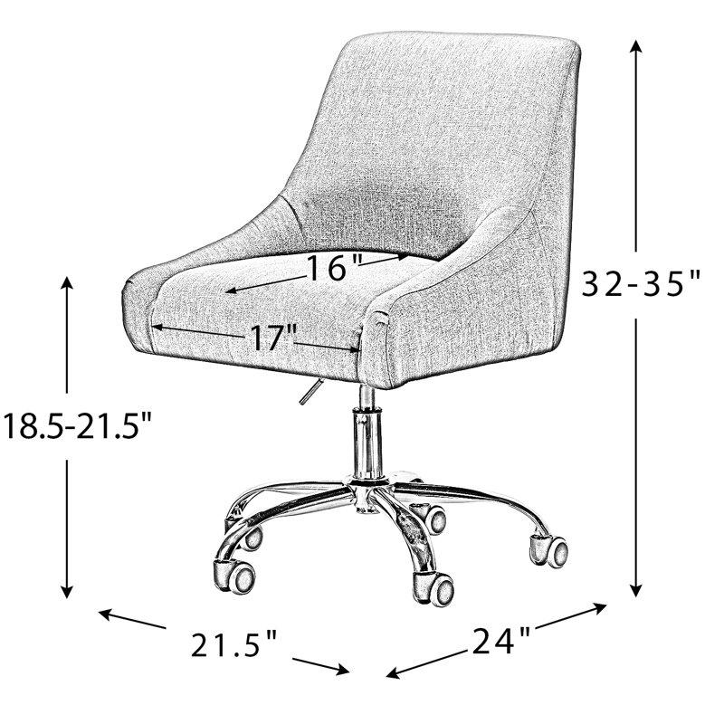 Chaise de travail Westlyn avec velours et double roue, Jaune, Polyester/Mélange de polyester