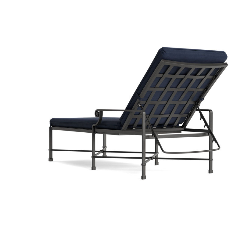 Venetian Outdoor Chaise Lounge, Textured Pewter, Fusion Neptune
