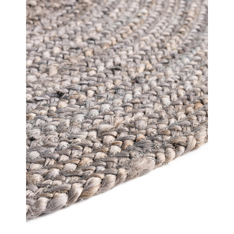 Tapis gris en jute / sisal fabriqué à la main Judlaph, Rond 3 pi 3 po