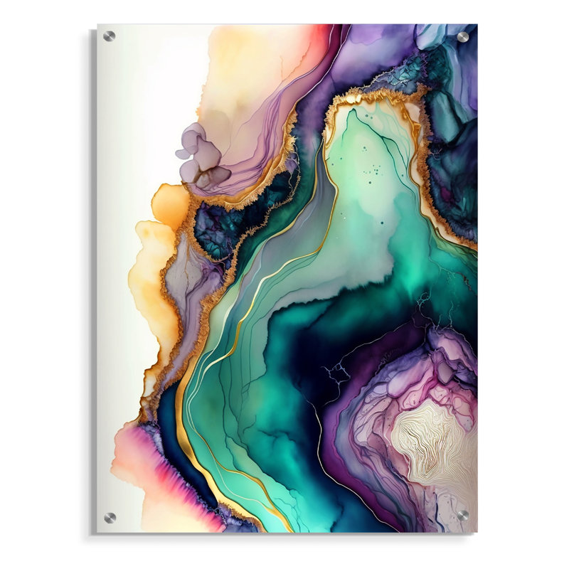 Frankel - Art mural acrylique abstrait en marbre, H 20 po x l 12 po