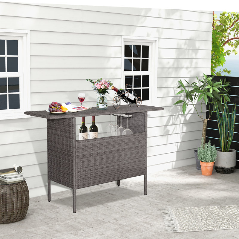 Rectangular Metal Outdoor Bar Table , 55'' in. W 18.5'' in. D