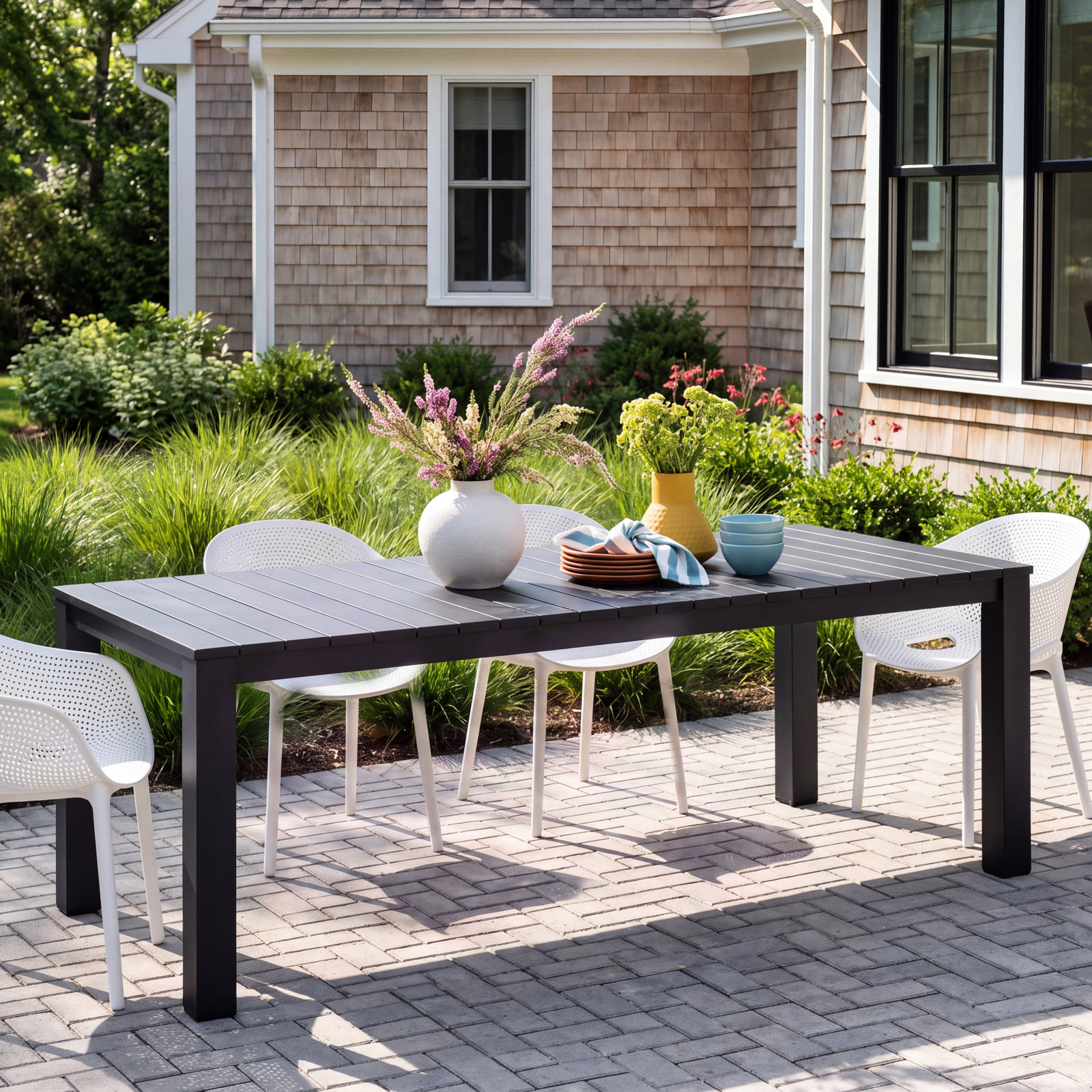 Ammelie 87" Patio Dining Table, Gray
