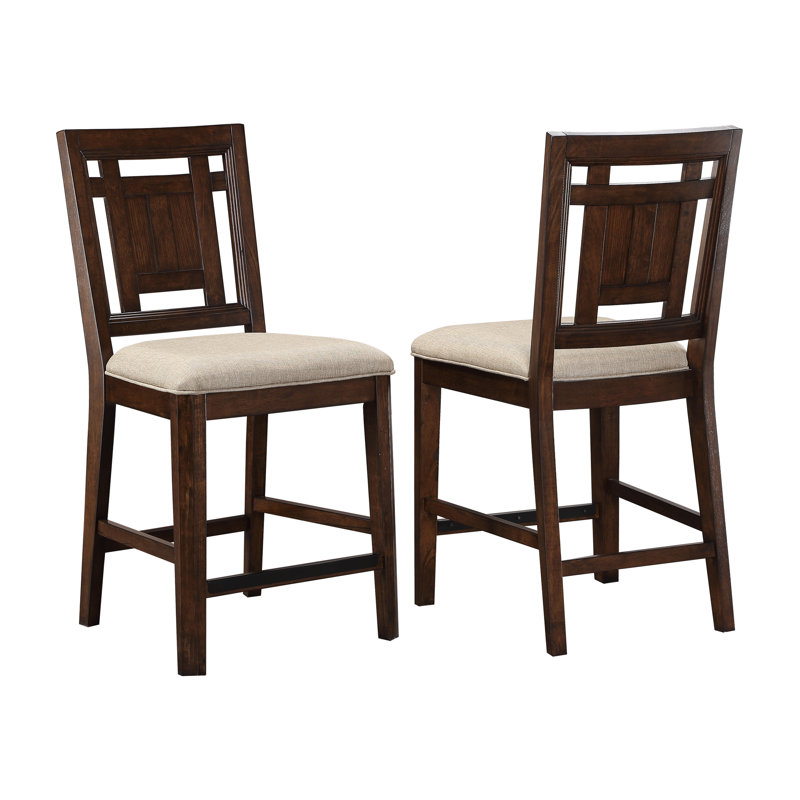 Upholstered Counter Stool with Solid Wood Frame