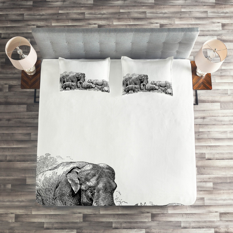 Elephant Rustic Coverlet, King Bedspread + 2 Shams
