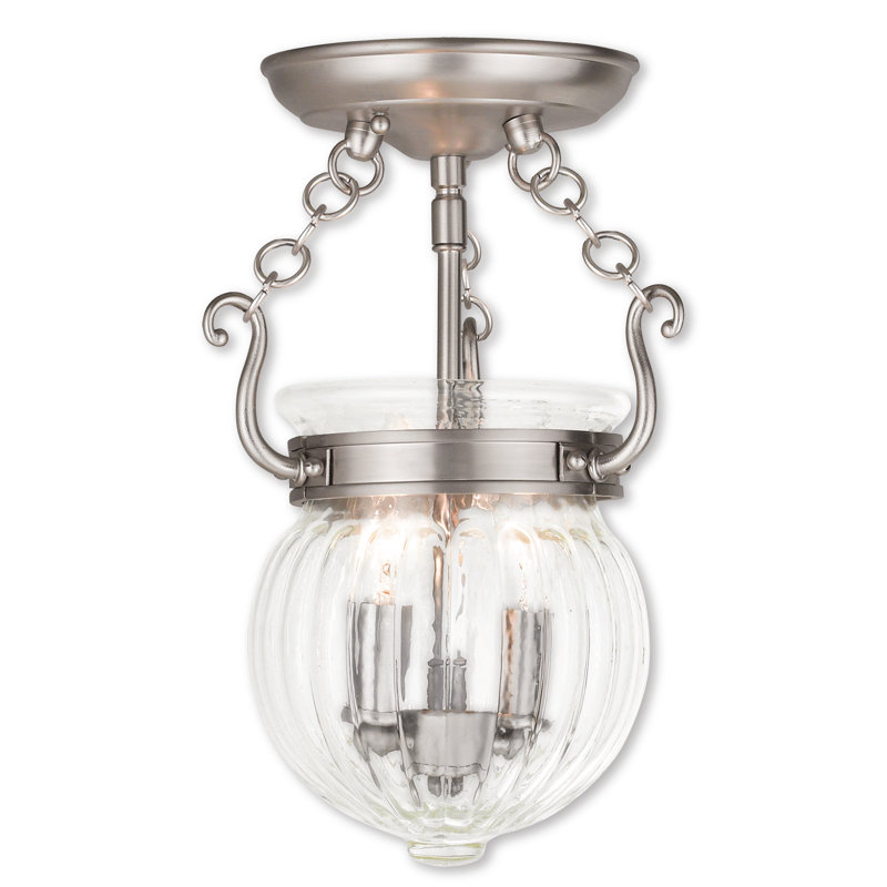 Plafonnier semi-encastré 2 lumières 8,5 po Crestfield, Nickel brossé