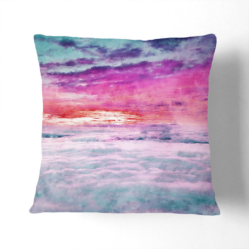 Ocean of Clouds Painting Cushion with Filling, 40cm H x 40cm W x 15cm D, Black