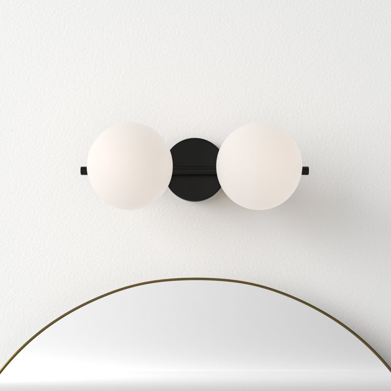 Vibi Black and White Frosted Globe 2-Light Vanity Light