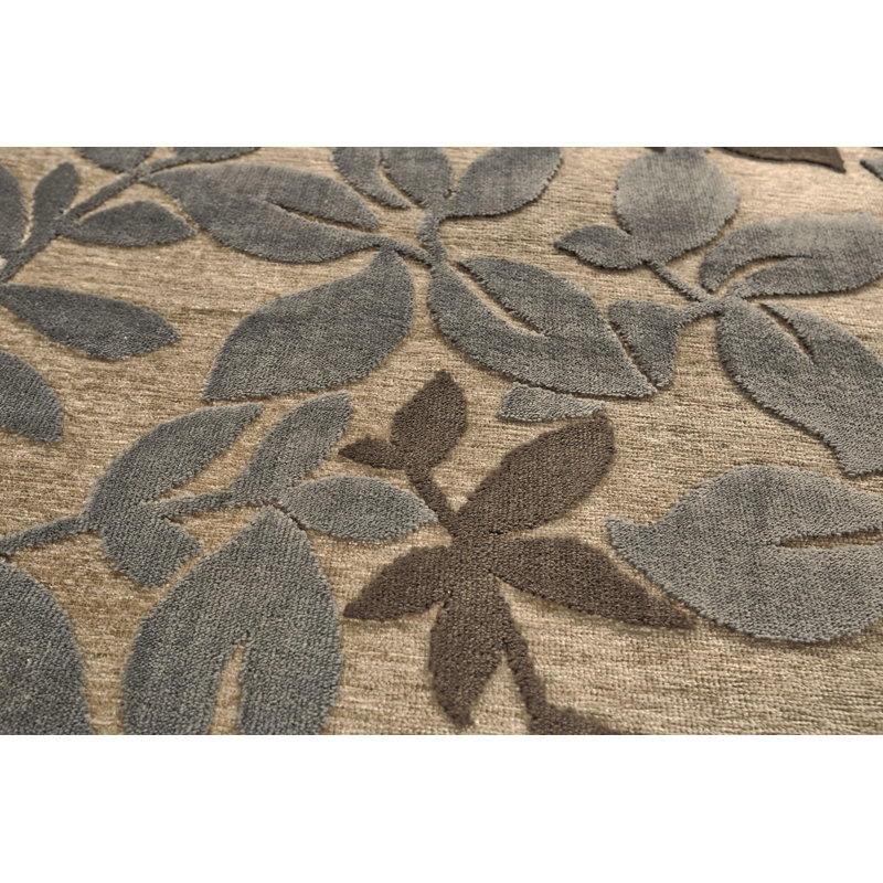 Tapis brun / gris floral Cantwell, Rectangle 9 pi 8 po x 12 pi 7 po