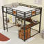 Lit mezzanine double avec bureau et rangement, échelle