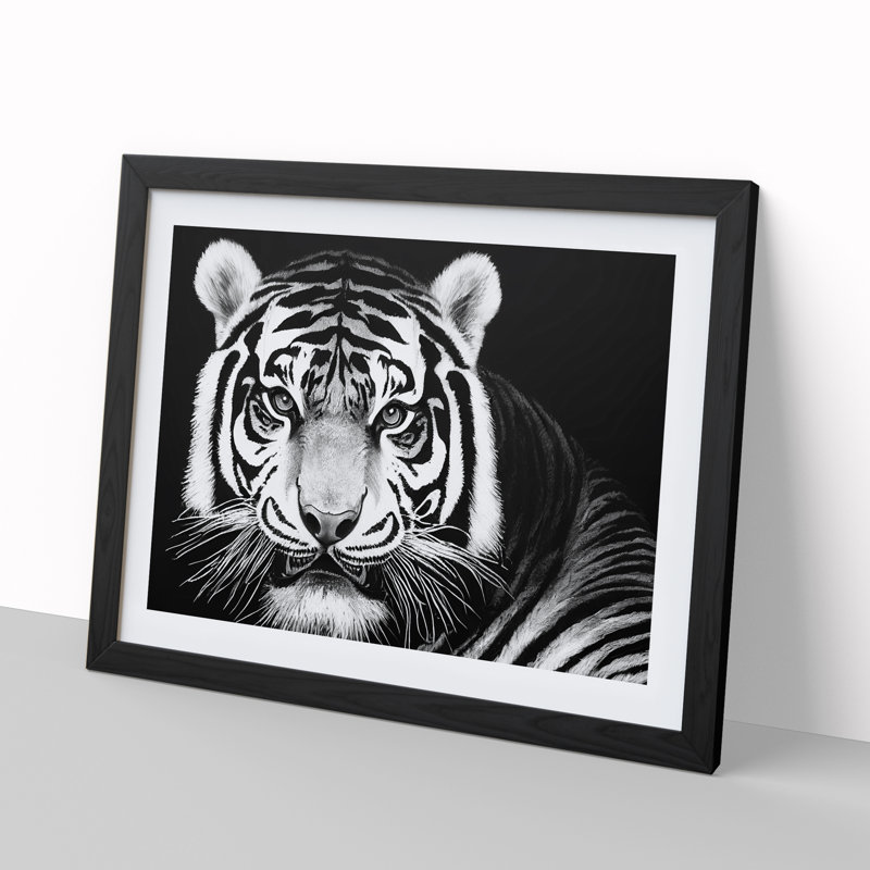 Tiger - Single Picture Frame Print, Black Framed, 46cm H x 64cm W
