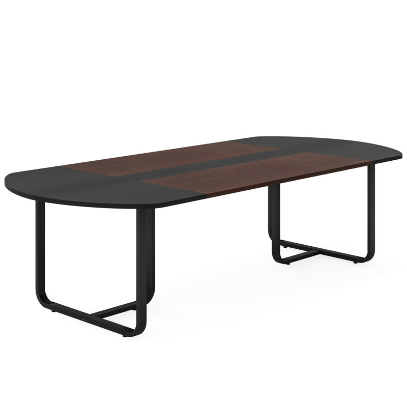 Oval Dining Table With Walnut And Black Tabletop