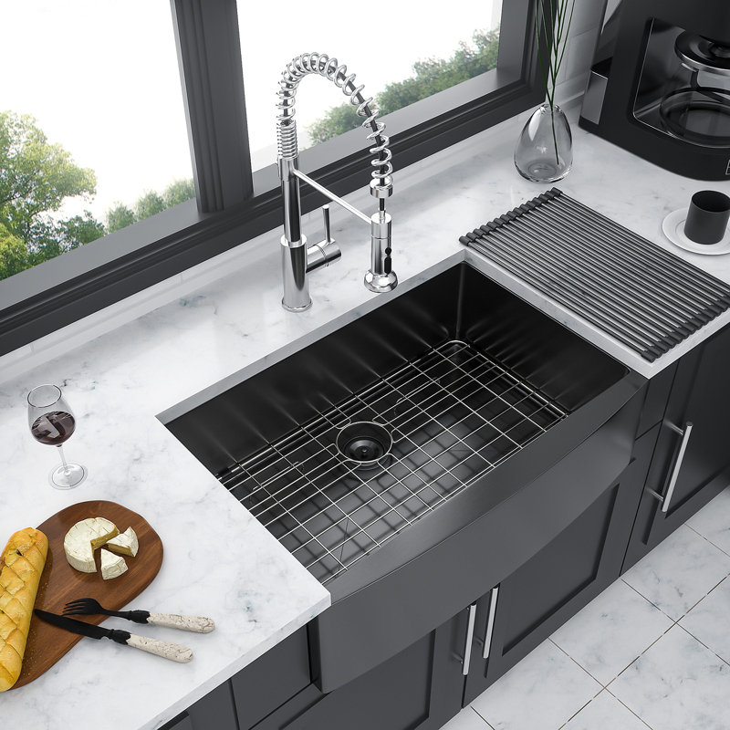 30 Black Farmhouse Sink 30X21x10 Stainless Steel Apron Front Kitchen Sink Gunmetal Black 16 Gauge 10 Inch Deep Single Bowl