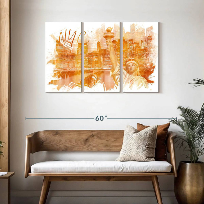 Aime Manhattan Collage Golden, 28" H x 45" W
