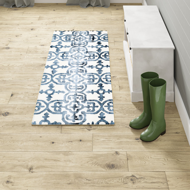 Lumsden Geometric Handmade Tufted Wool Ivory/Navy Area Rug