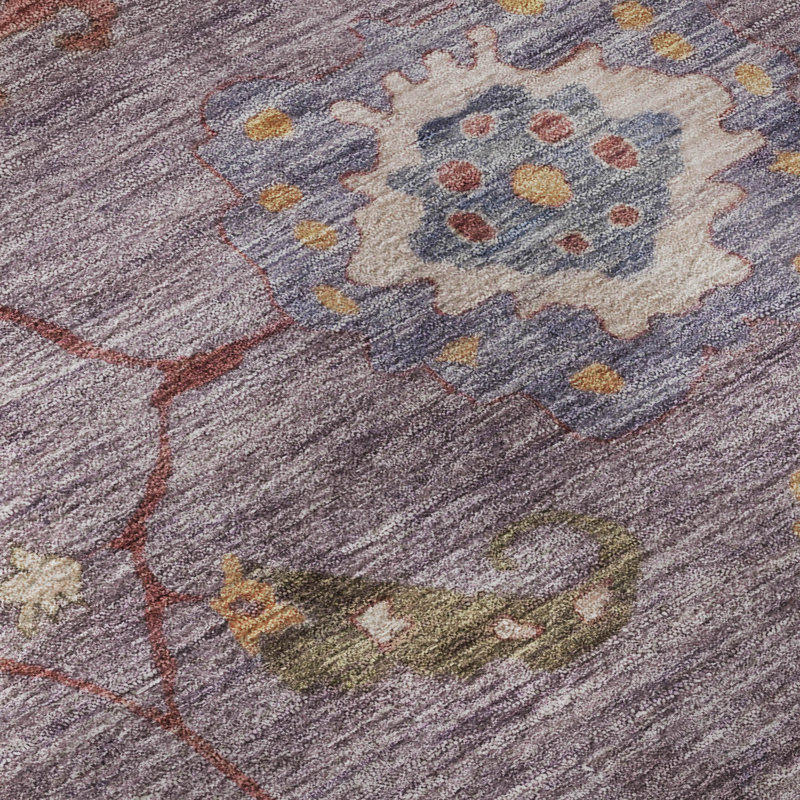 Premium Machine Washable Mayfield AMF2229 Global Rug, 3' x 5', Plum