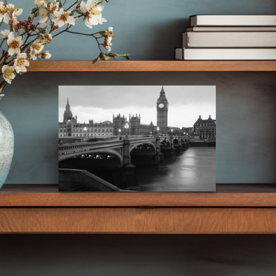 Bridge Across A River, Westminster Bridge, Houses Of Parliament, Big Ben, London, England Abstract Contemporary Architecture City Wall Art