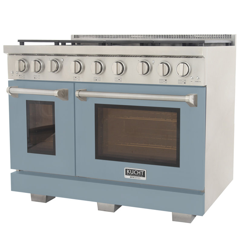 48" 6.7 cu. ft. Free Standing Range with Griddle and Grill, Light Blue, Liquid Propane