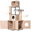 Arbre à chat de 63 po avec bac à litière, coussin lavable, poteaux à griffer de 7 cm d'épaisseur, compartiments de rangement intelligents et interactifs, maison multifonctionnelle de style américain, boîte incluse, coussin amovible,