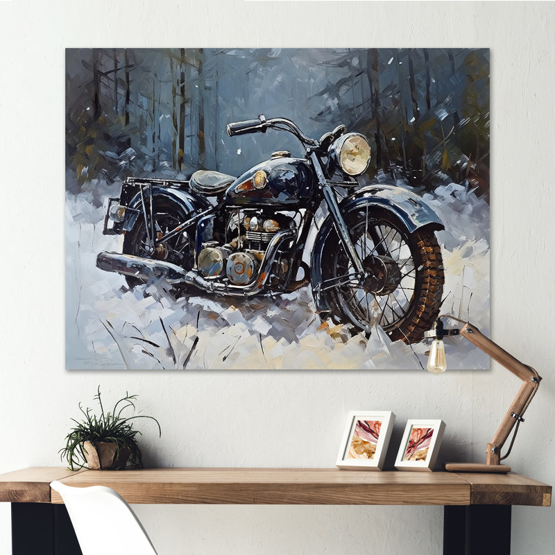 «War Rustic War Bike In Winter I», impressions d'art sur moto, H 16 po x l 32 po x P 1 po, Toile tendue