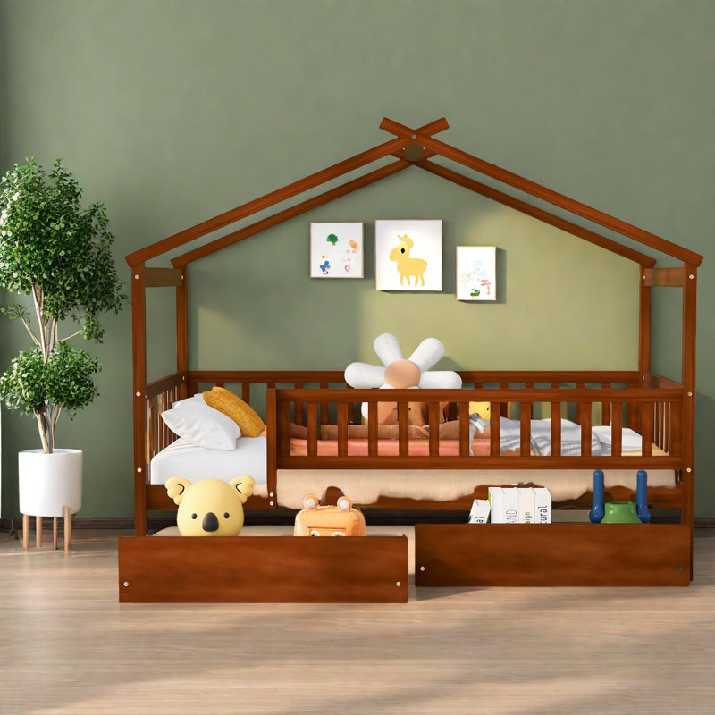 Lits en bois peu encombrants avec rangement, conception de maison simple