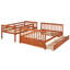 Lit simple superposé simple avec échelle et 2 tiroirs de rangement, structure de lit mezzanine en bois de noyer pour enfants et adolescents-117987559