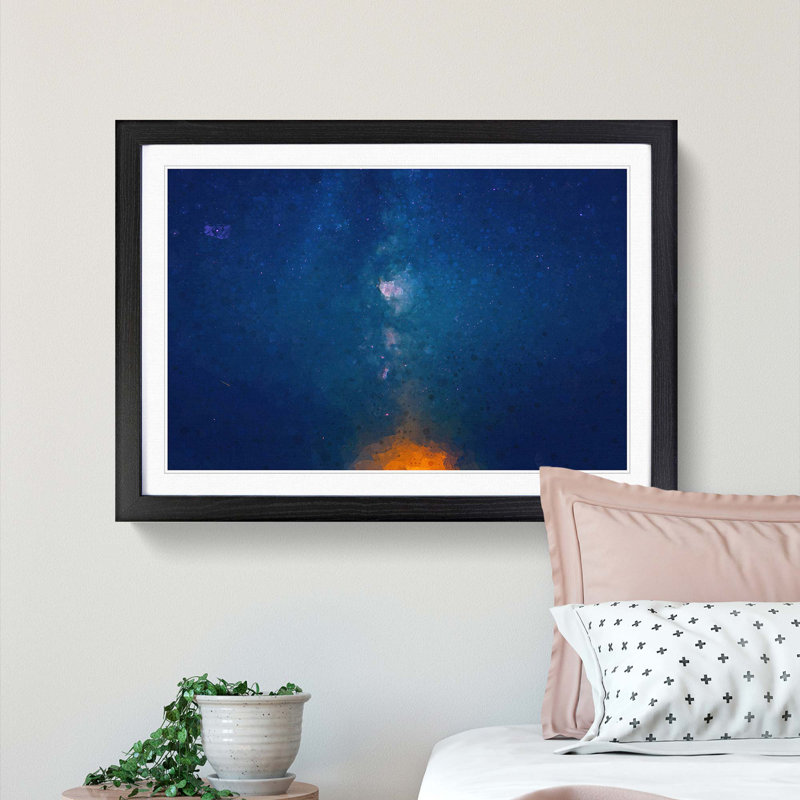 The Stars at Night in Abstract - Picture Frame Graphic Art Print, Black, 35cm H x 50cm W x 2cm D