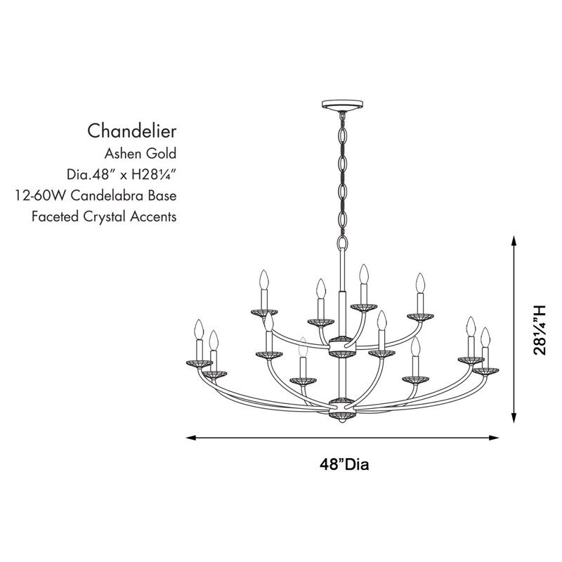 Minka Lavery Atella - 12 Lights Chandelier In Ashen Gold Finish, 12, 28.25" H x 48" W x 48" D