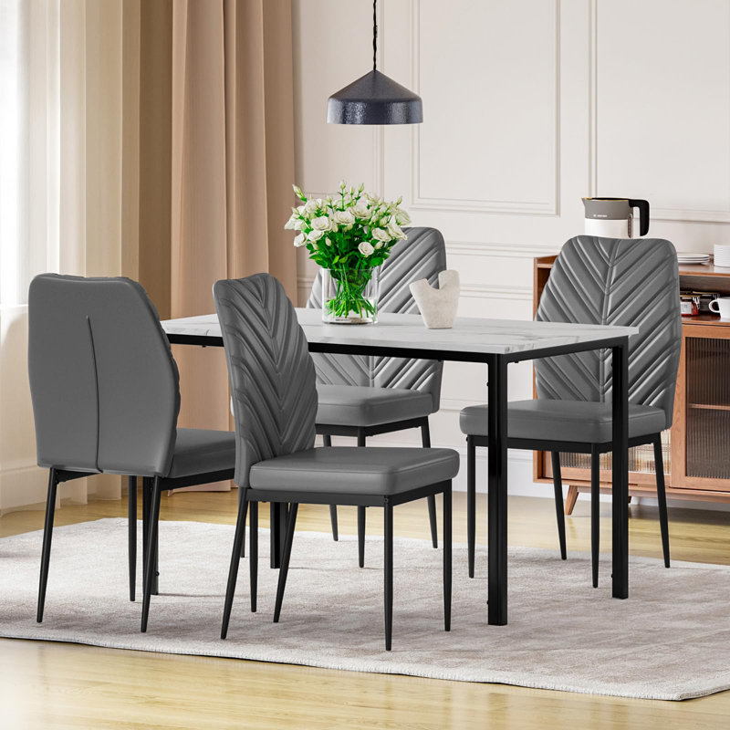 4 - Person Dining Set, White, Grey
