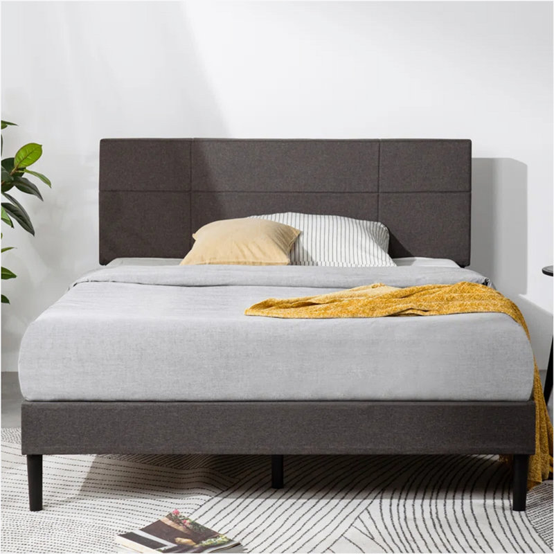 Lit tapissier Willisa de style minimaliste, cadre de lit avec tête de lit, sommier requis, Grand lit