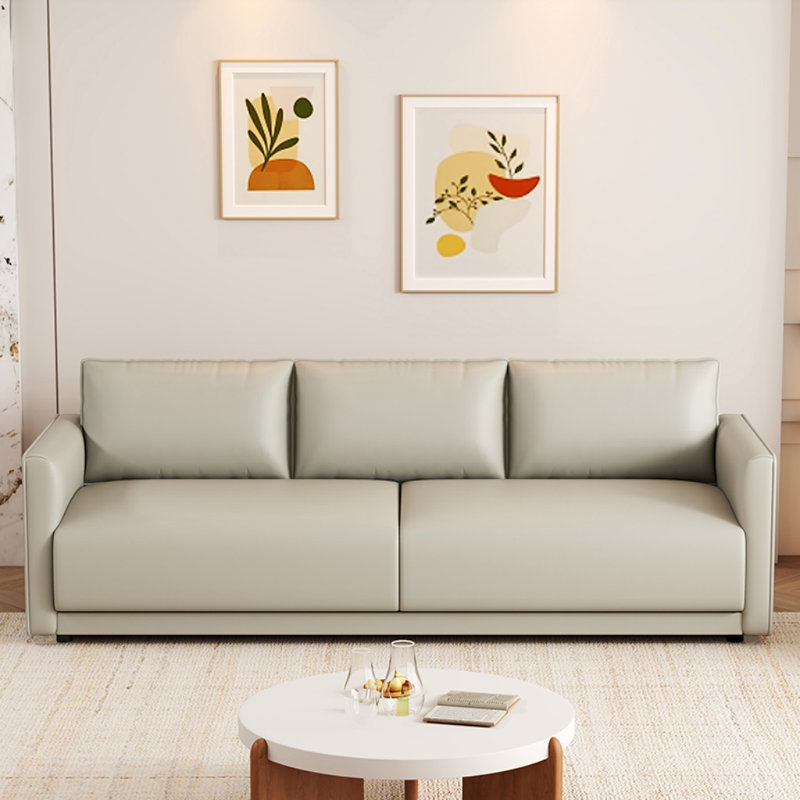 Simple Light Luxury Solid Wood Sofa, White Gray