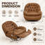 Fauteuil inclinable manuel surdimensionné de 81 cm de large avec pivot à 360°, support pour téléphone et poche latérale-1041615948