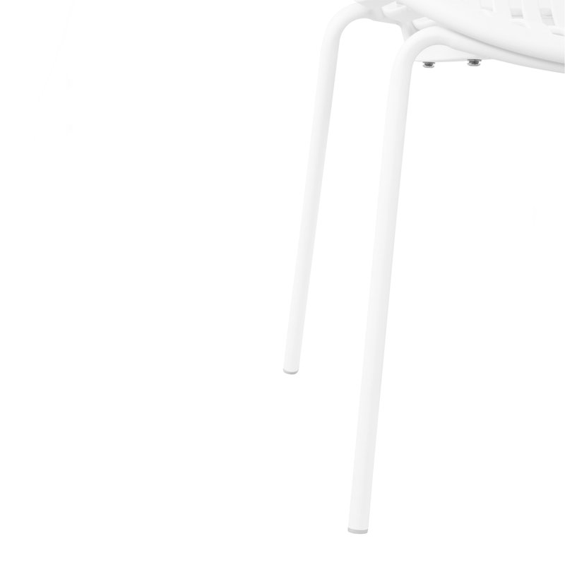 Patio Dining Chairs Stackable Chairs With Breathable Design Modern Simple Art Style (Set Of 2),Metal Legs+Plastic Backrest,White